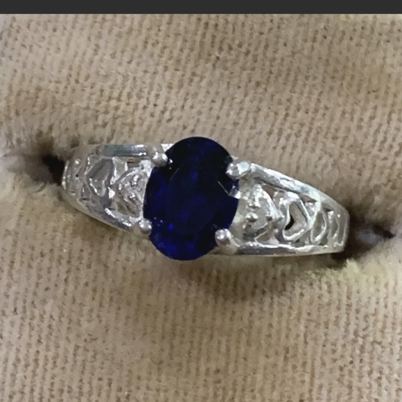 Sterling Silver Blue Sapphire Ring Size 5 - Picture 1 of 7